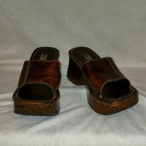 Steve Madden Brown Leather Platform Wedges